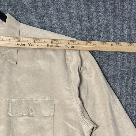 Knightsbridge Men's Satin Button Up Shirt XL Champagne Two Pocket Long Sleeve - Picture 14 of 15